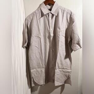 Ermenegildo Zegna Short Sleeve Button Down Blue/White Stripped Size Medium